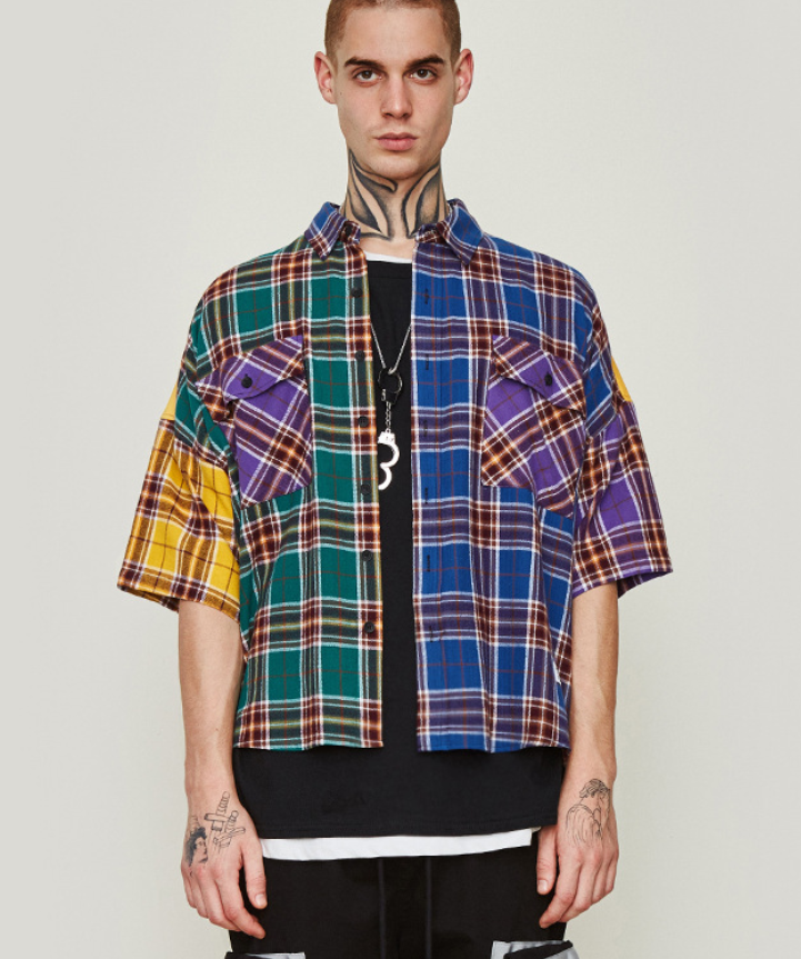 Camisa de Cuadros Oversize · Corte Curvo